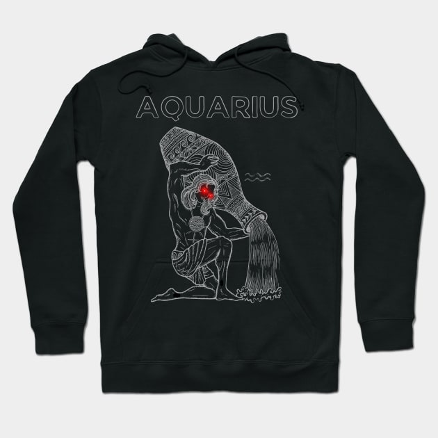 Aquarius | Evil Red Eyed Water Bearer Hoodie by MysticZodiac